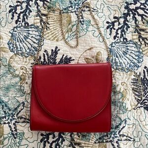 Max Mara Red Leather Chain Clutch Bag NWT